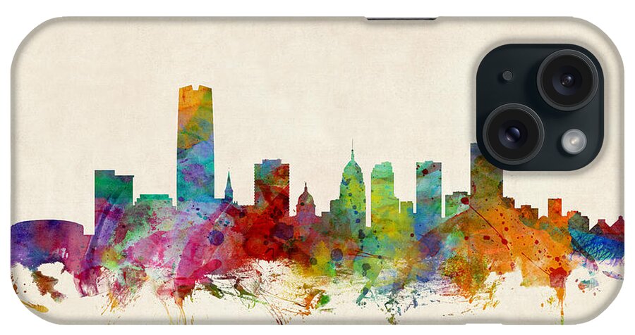 Watercolour iPhone Case featuring the digital art Oklahoma City Skyline by Michael Tompsett