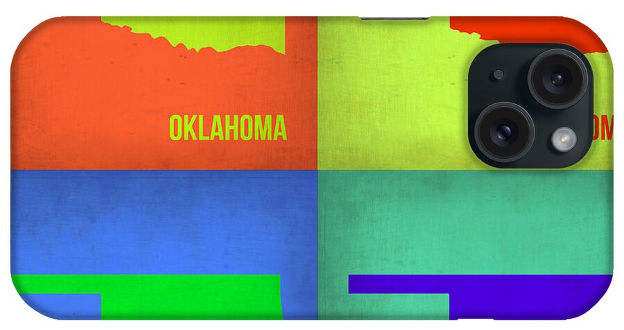 Oklahoma Map iPhone Case featuring the painting Oklahoma Pop Art Map 1 by Naxart Studio