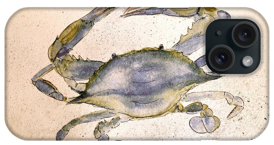 Crab iPhone Case featuring the painting Old Blue Crab by Nancy Patterson