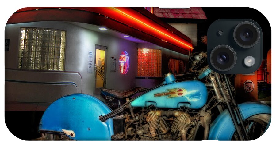 Digital iPhone Case featuring the photograph Old Blue Harley On Route 66 by Robert Michaels