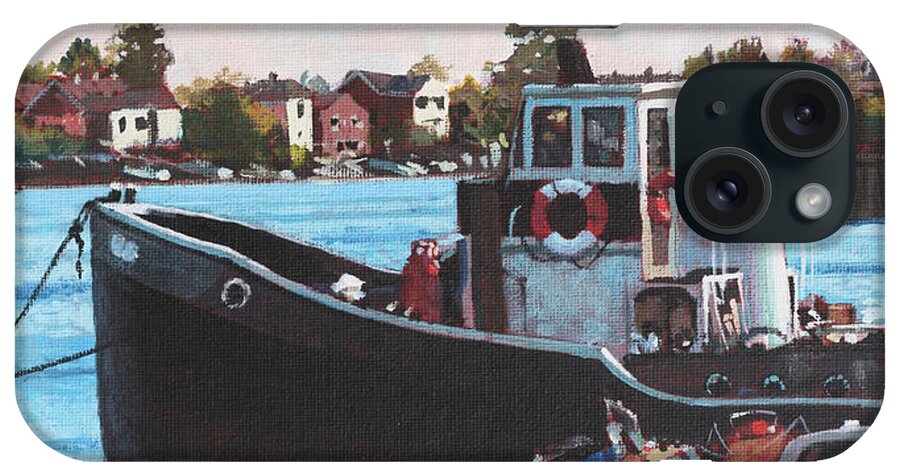 Boats iPhone Case featuring the painting Old boats moored at St Denys Southampton by Martin Davey