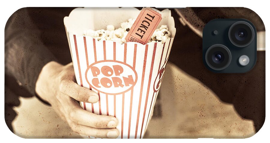 Popcorn iPhone Case featuring the photograph Old box of retro popcorn by Jorgo Photography