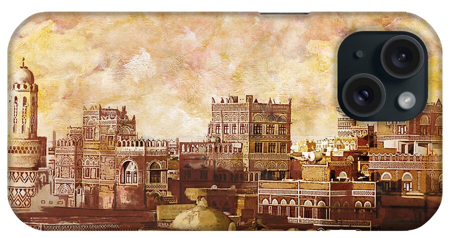 Museum iPhone Case featuring the painting Old city of sanaa by Catf