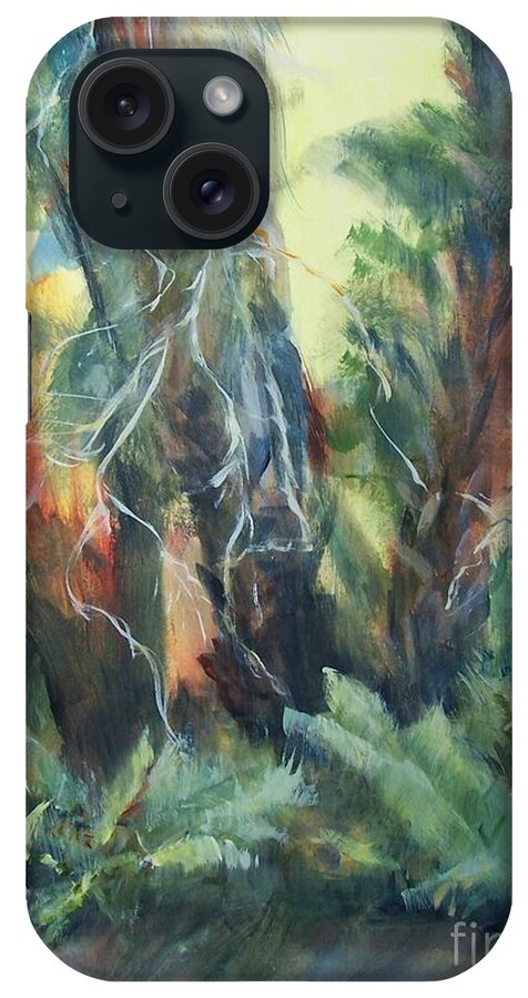 Landscape Of Tropical Vegetation In A Florida Setting iPhone Case featuring the painting Old Florida by Mary Lynne Powers