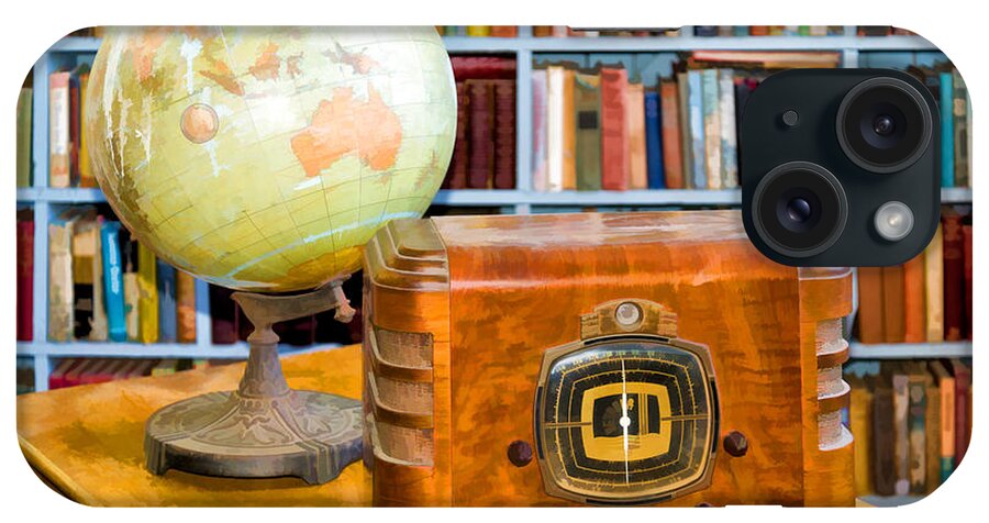 Old iPhone Case featuring the photograph Old globe and radio by Les Palenik