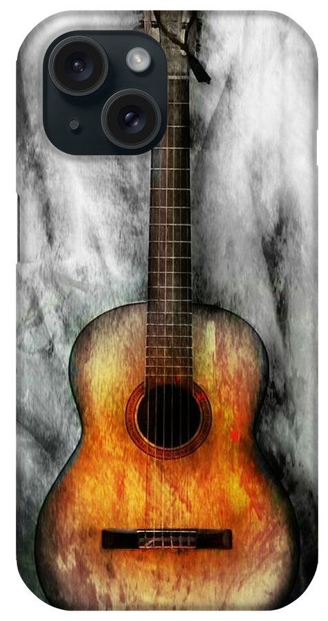 Guitar iPhone Case featuring the digital art Old Guitar by Lilia S