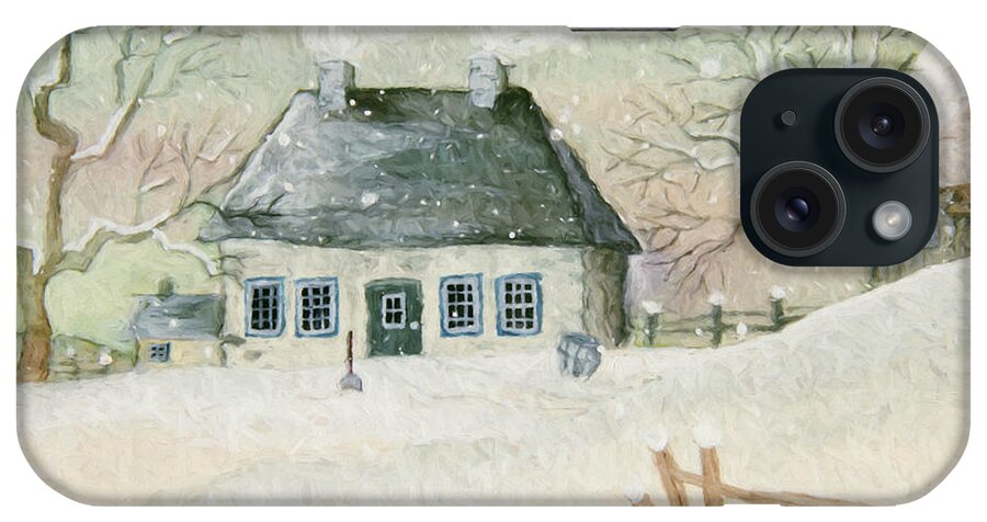 Winter iPhone Case featuring the photograph Old house in the snow/ painted digitally by Sandra Cunningham