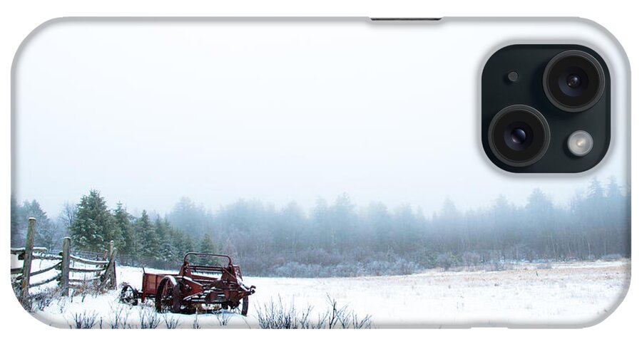 Frost iPhone Case featuring the photograph Old Manure Spreader by Cheryl Baxter