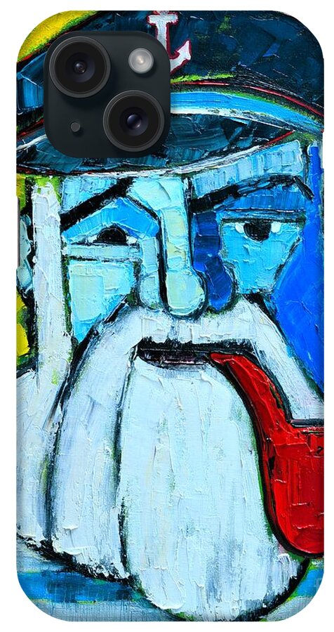 Sailor iPhone Case featuring the painting Old Sailor With Pipe Expressionist Portrait by Ana Maria Edulescu