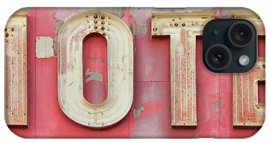 Panoramic iPhone Case featuring the photograph Old Weathered Motel Neon Sign by Steinphoto