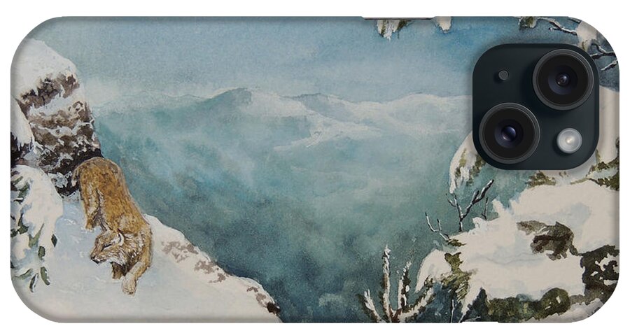 Bob Cat iPhone Case featuring the painting On the Prowl sold by Sandy Brindle