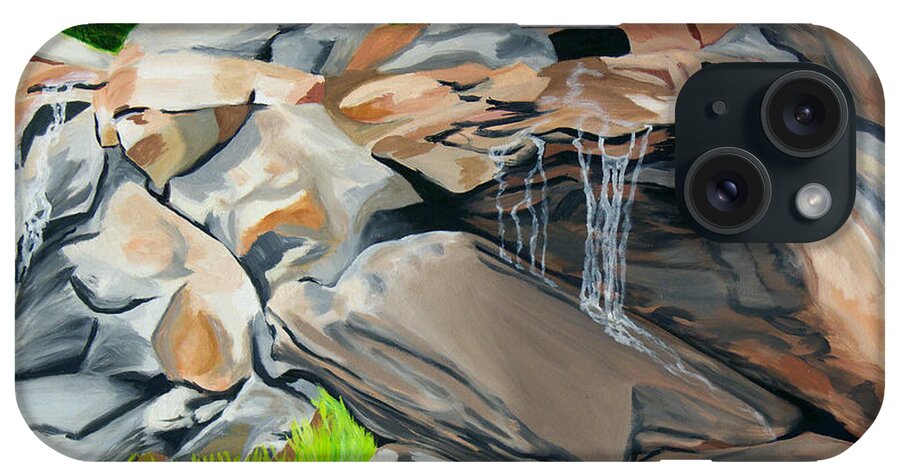 On The Rocks By Annette M Stevenson iPhone Case featuring the painting On The Rocks by Annette M Stevenson