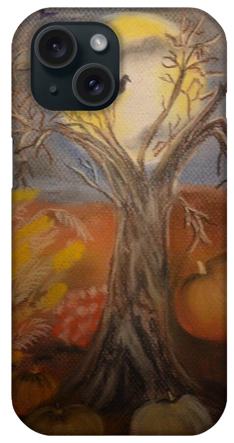 One Hallowed Eve iPhone Case featuring the pastel One Hallowed Eve by Maria Urso
