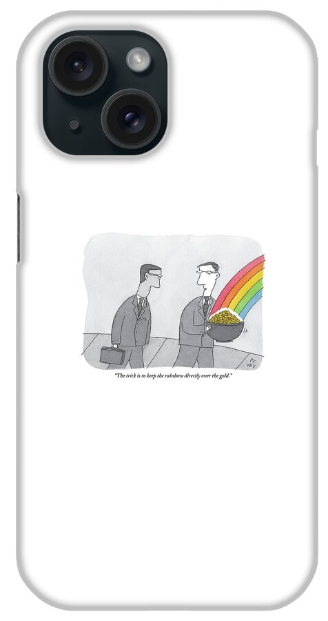 One Man  Holds A Pot Of Gold At The Tail End iPhone Case