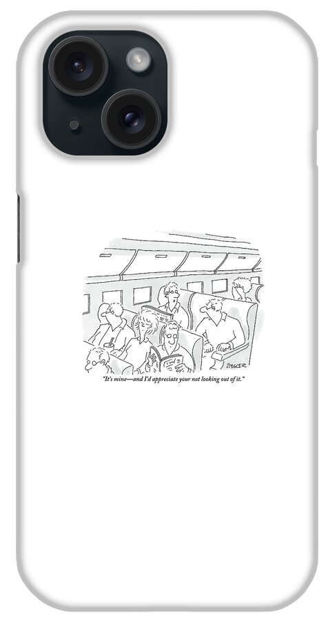 One Man, Sitting In The Window Seat Of A Plane iPhone Case
