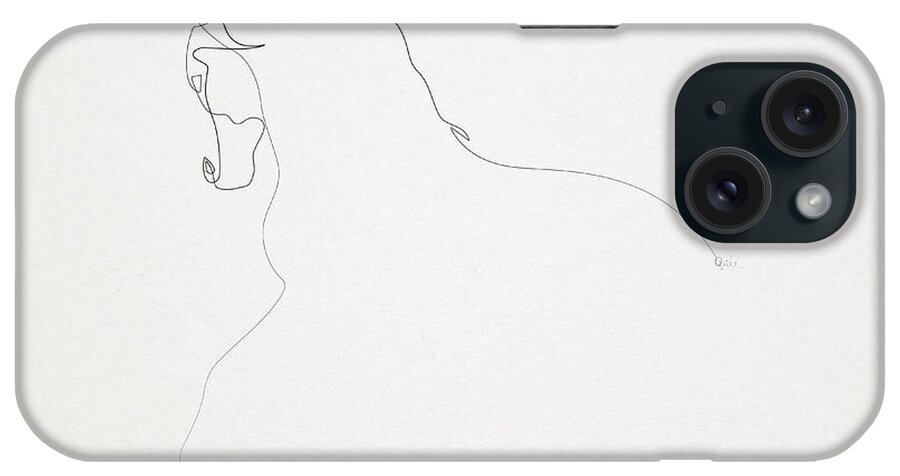 Line Art iPhone Case featuring the digital art Oneline Horse 1406 by Quibe Sarl