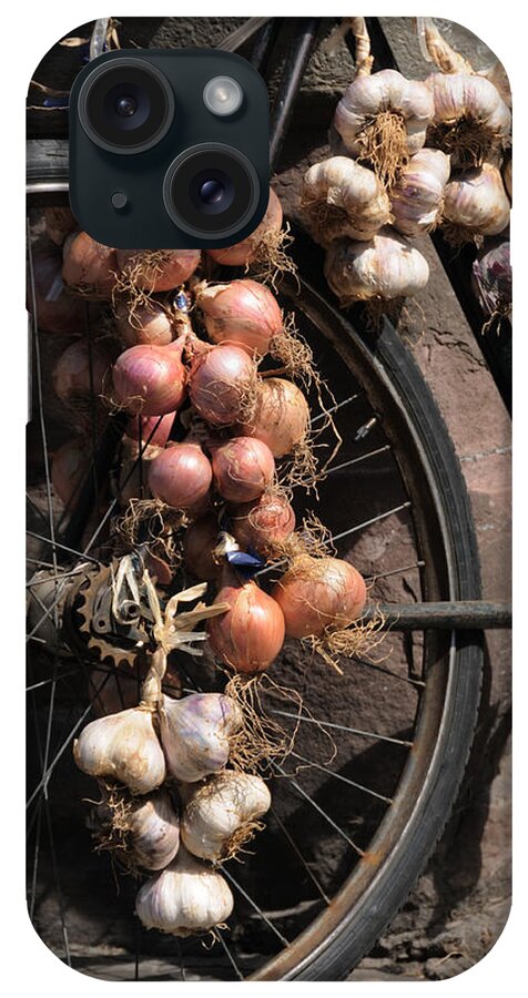  Bicycle iPhone Case featuring the photograph Onions and Garlic on Bike by Jeremy Voisey