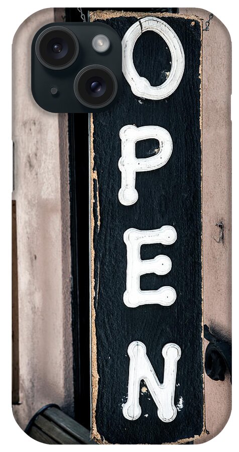 Signage iPhone Case featuring the photograph Open For Business by Sennie Pierson