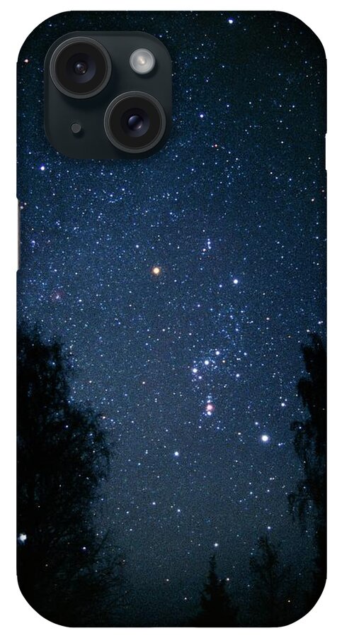 Orion iPhone Case featuring the photograph Optical Image Of The Constellation Orion And Trees by Pekka Parviainen/science Photo Library