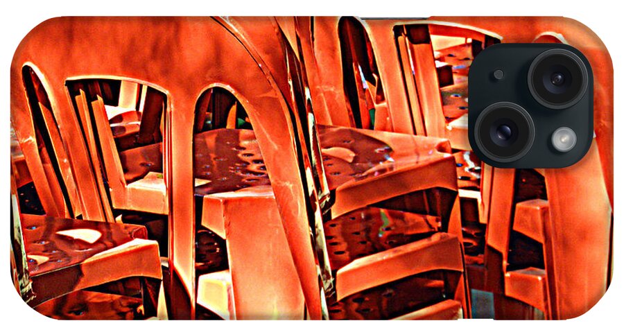 Orange iPhone Case featuring the digital art Orange Chairs by Valerie Reeves