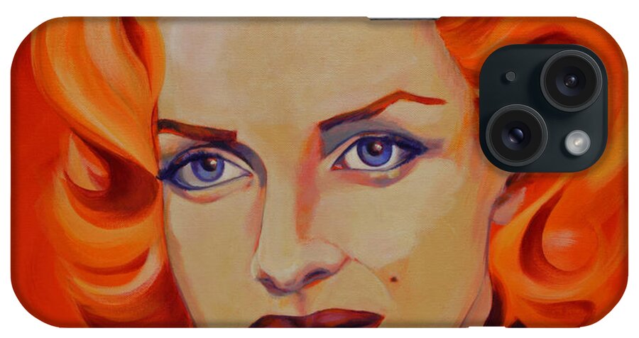 Hollywood Celebrity iPhone Case featuring the painting Orange Marilyn by Kathleen Irvine