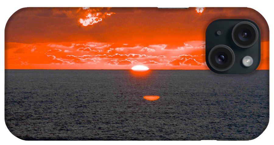 2014 iPhone Case featuring the photograph Orange Ocean Sunset Reflections by RobLew Photography