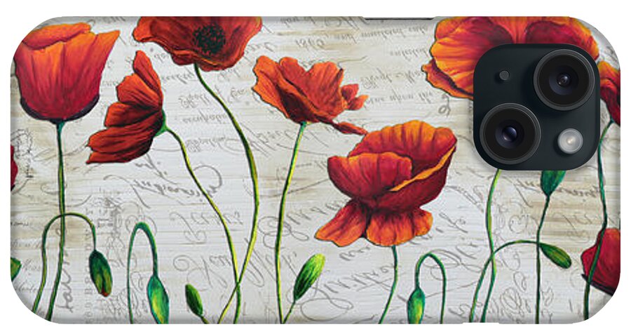Poppy iPhone Case featuring the painting Orange Poppies Original Abstract Flower Painting by Megan Duncanson by Megan Aroon