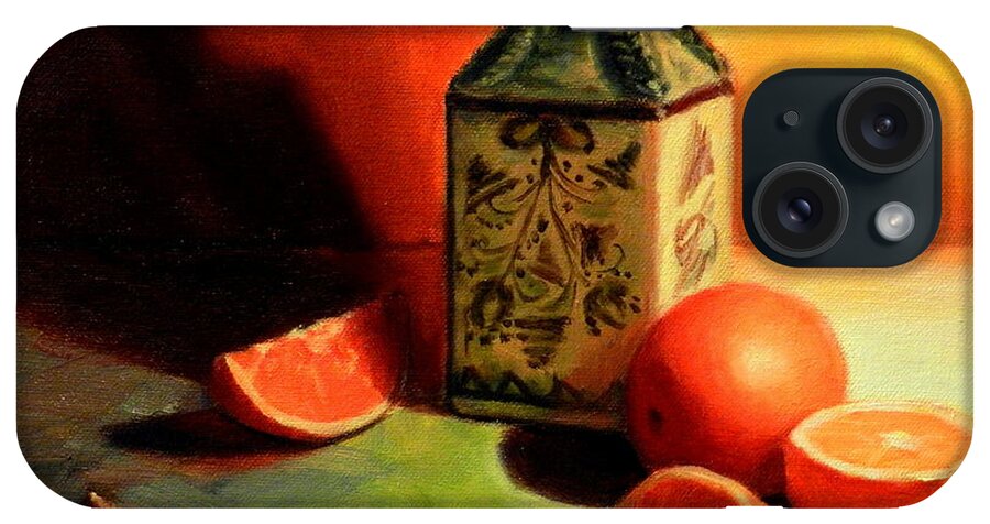 Still Life iPhone Case featuring the painting Orange Temptation, Peru Impression by Ningning Li