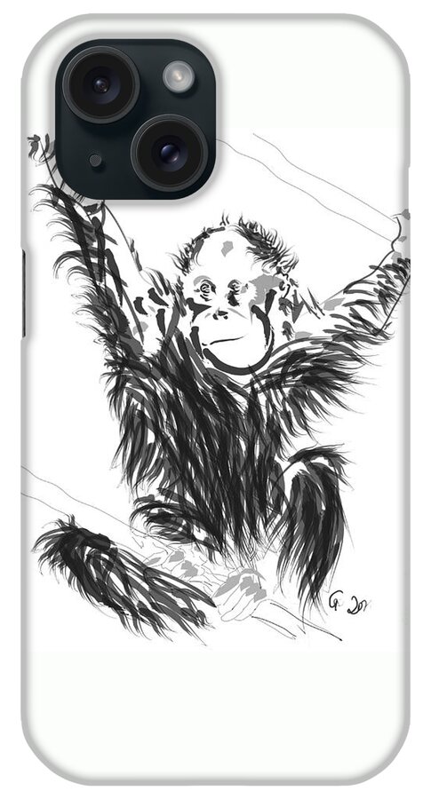 Wildlife iPhone Case featuring the painting Orangutan baby by Go Van Kampen