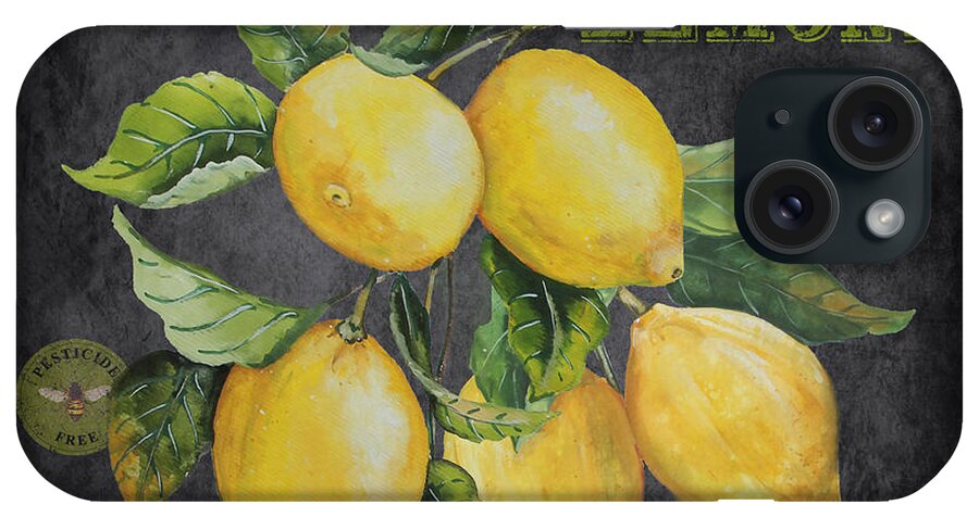 Orchard Fresh iPhone Case featuring the painting Orchard Fresh Lemons-JP2679 by Jean Plout