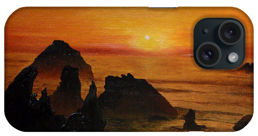 Sunset iPhone Case featuring the painting Oregon Sunset by Suzette Kallen