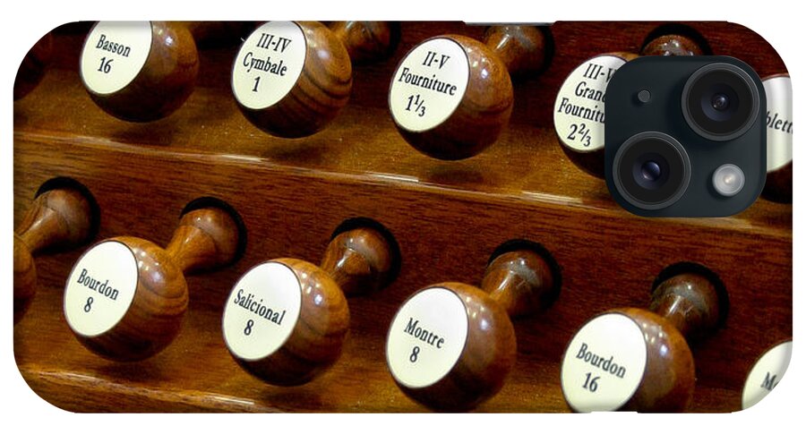 Organ iPhone Case featuring the photograph Organ stop knobs by Jenny Setchell