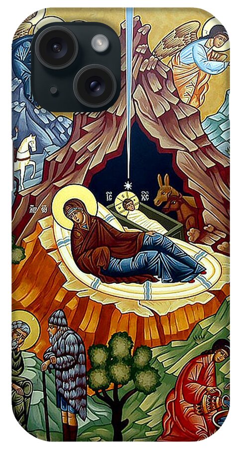 Orthodox iPhone Case featuring the painting Orthodox Nativity of Christ by Munir Alawi