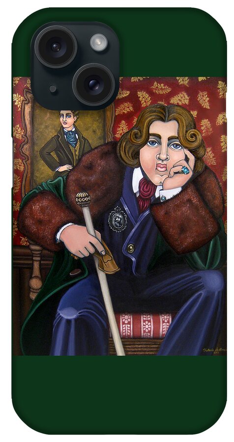 Hispanic Art iPhone Case featuring the painting Oscar Wilde and the Picture of Dorian Gray by Victoria De Almeida