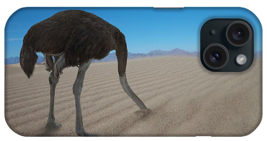 Hiding iPhone Case featuring the photograph Ostrich Hiding His Head Under Sand by Buena Vista Images