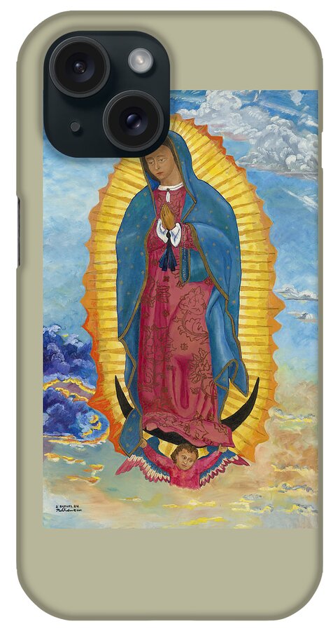 Our Lady Of Guadalupe iPhone Case featuring the painting Our Lady of Guadalupe-New Dawn by Mark Robbins