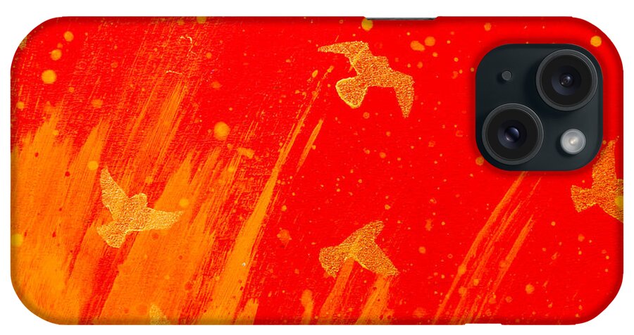 Red iPhone Case featuring the painting Out of the Fire by Stefanie Forck