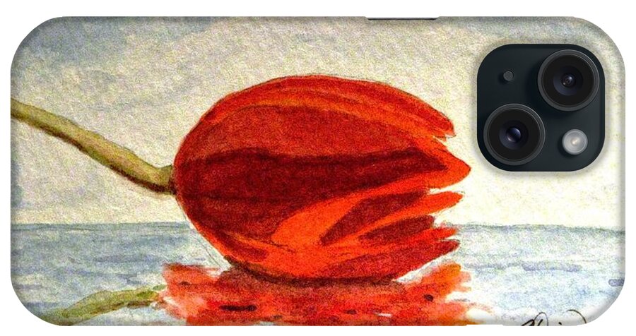Tulip Paintings iPhone Case featuring the painting Out To Sea by Angela Davies