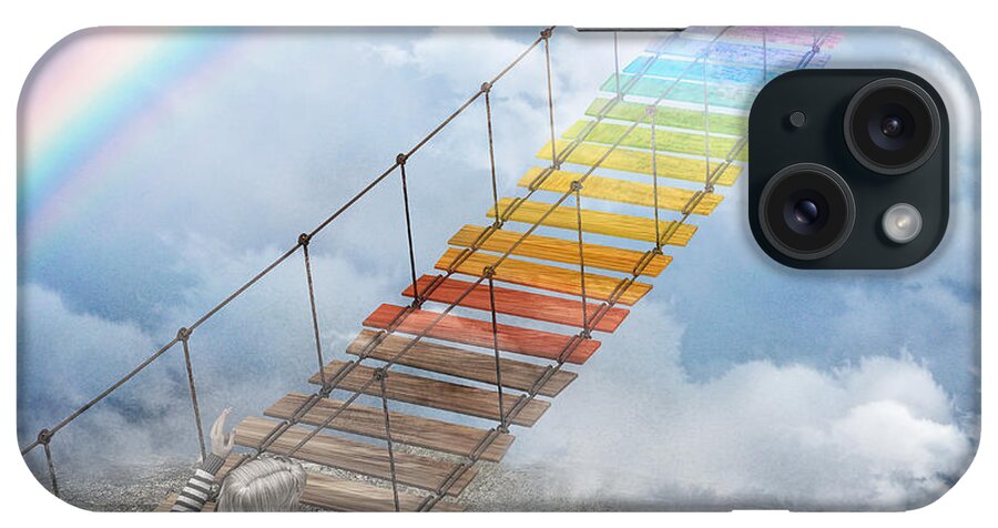 3d iPhone Case featuring the digital art Over the Rainbow Bridge by Jutta Maria Pusl