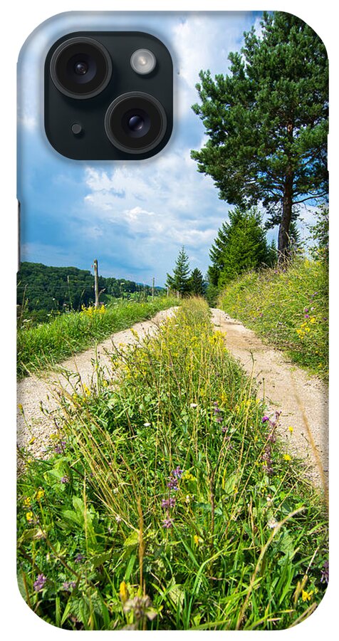 Road iPhone Case featuring the photograph Overgrown Rural Path Up a Hill by Andreas Berthold