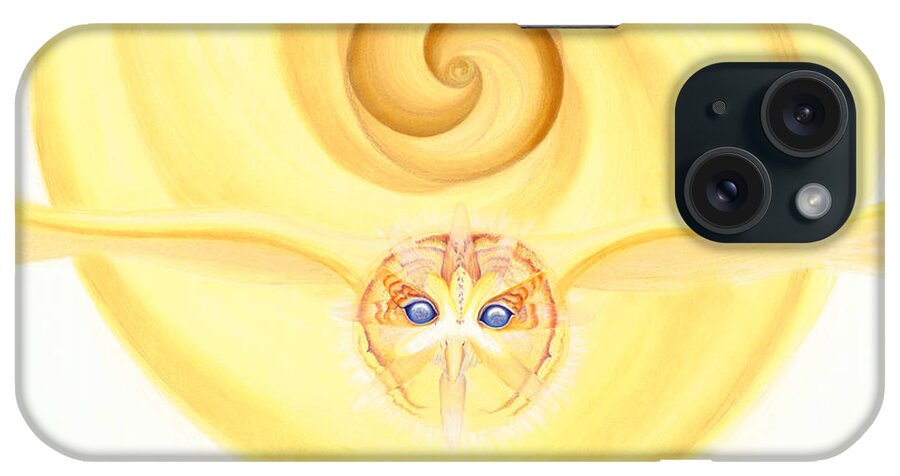 Owl iPhone Case featuring the drawing Owl Looking Into the Divine by Robin Aisha Landsong