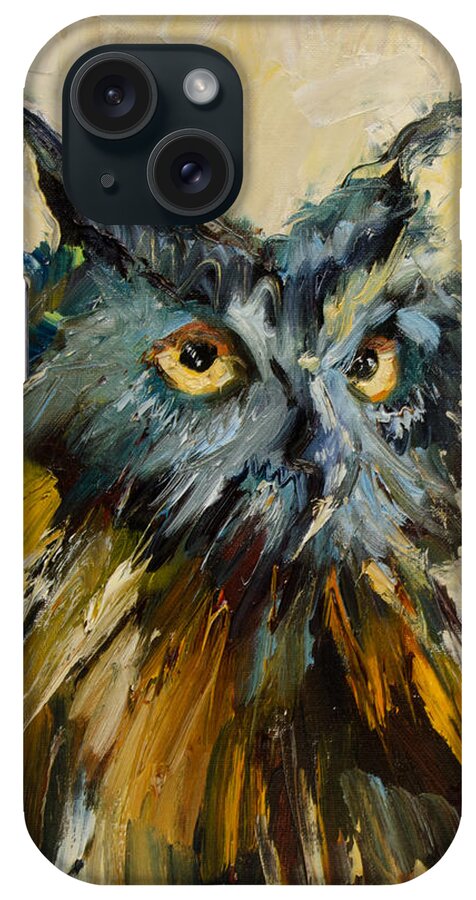 Owl Art iPhone Case featuring the painting Owl Study by Diane Whitehead