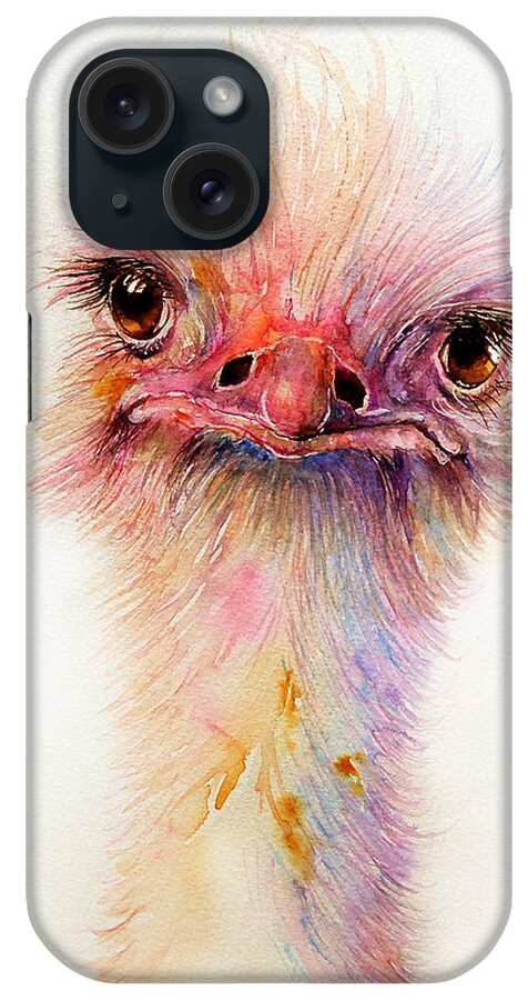 Ostrich iPhone Case featuring the painting Ozzy the Ostrich by Arti Chauhan