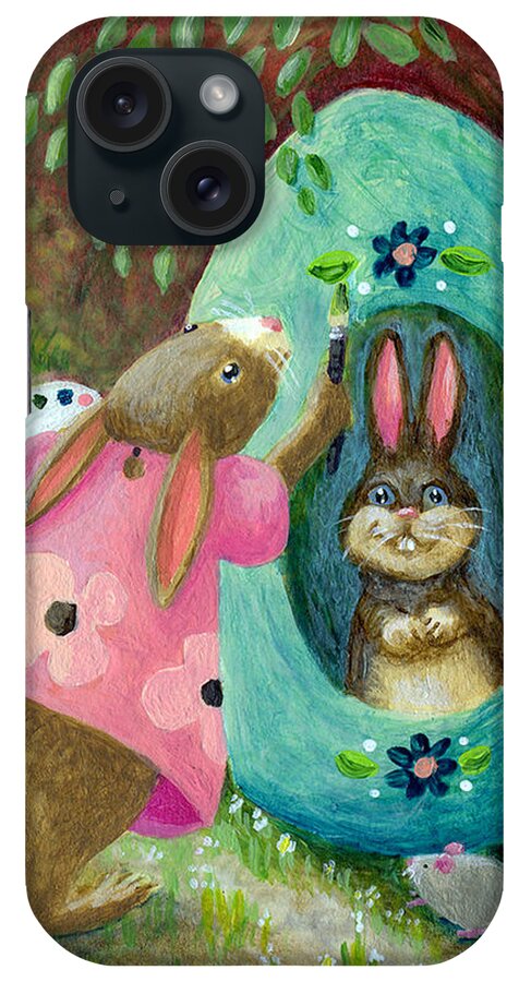 Bunny iPhone Case featuring the painting Painting the Easter Egg by Jacquelin L Westerman