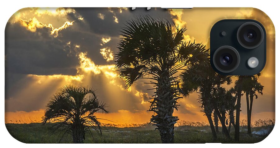 Christmas iPhone Case featuring the digital art Palm Tree Sunrise by Michael Thomas