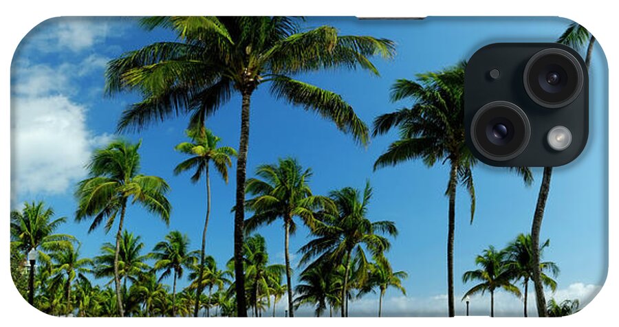 Panoramic iPhone Case featuring the photograph Palm Trees, Ocean Drive, South Beach by Travelpix Ltd