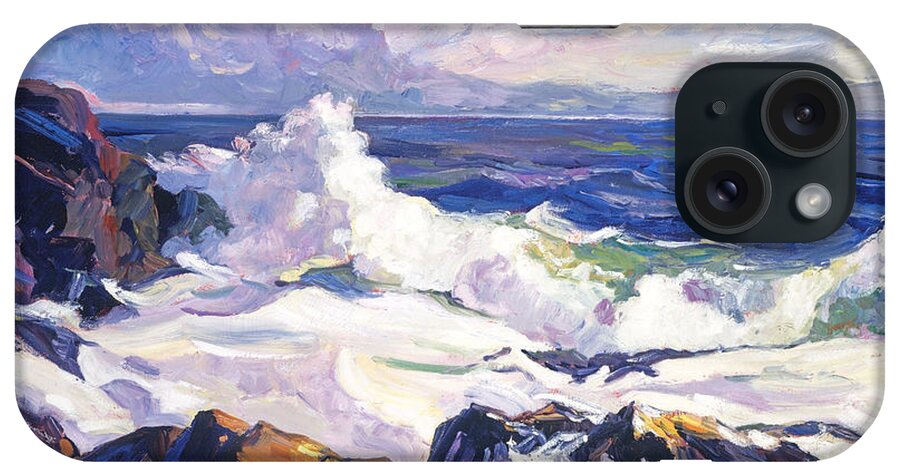 Seascape iPhone 15 Case featuring the painting Palos Verdes Surf by David Lloyd Glover