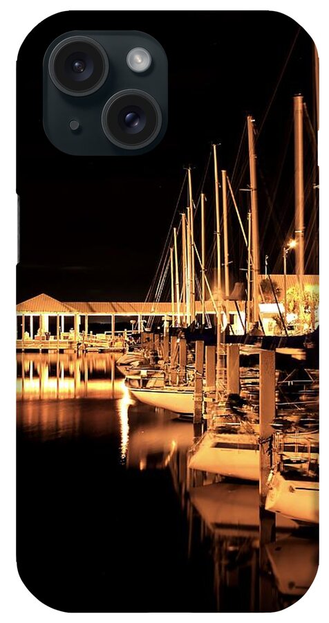 Night iPhone Case featuring the photograph Panama City Marina by Debra Forand