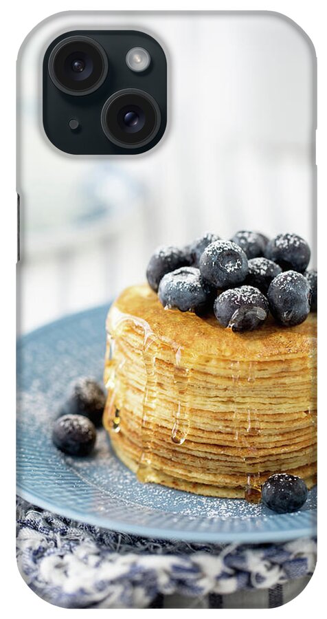 Honey iPhone Case featuring the photograph Pancakes With Blueberries by Elin Enger