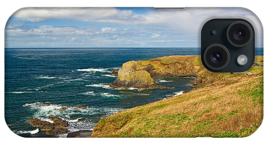 Yaquina Lighthouse iPhone Case featuring the photograph Panorama of Yaquina Lighthouse on the Oregon Coast. by Jamie Pham